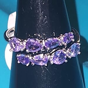RBP6700 The Sterling Club Ring Size 9 Violet CZ NWT and Bag .925 solid Sterling